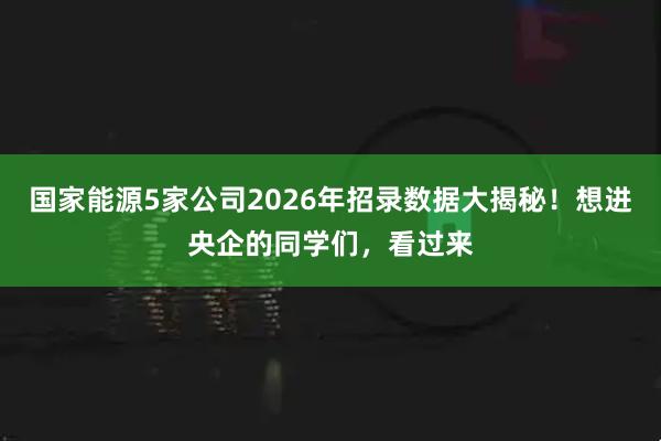 国家能源5家公司2026年招录数据大揭秘！想进央企的同学们，看过来