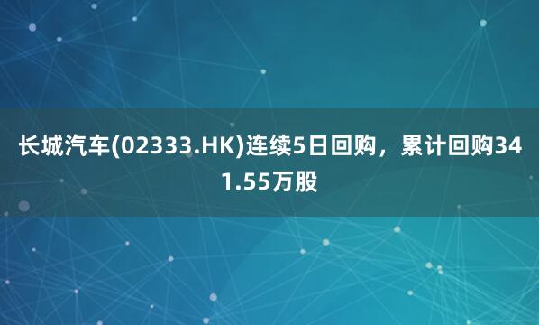 长城汽车(02333.HK)连续5日回购，累计回购341.55万股